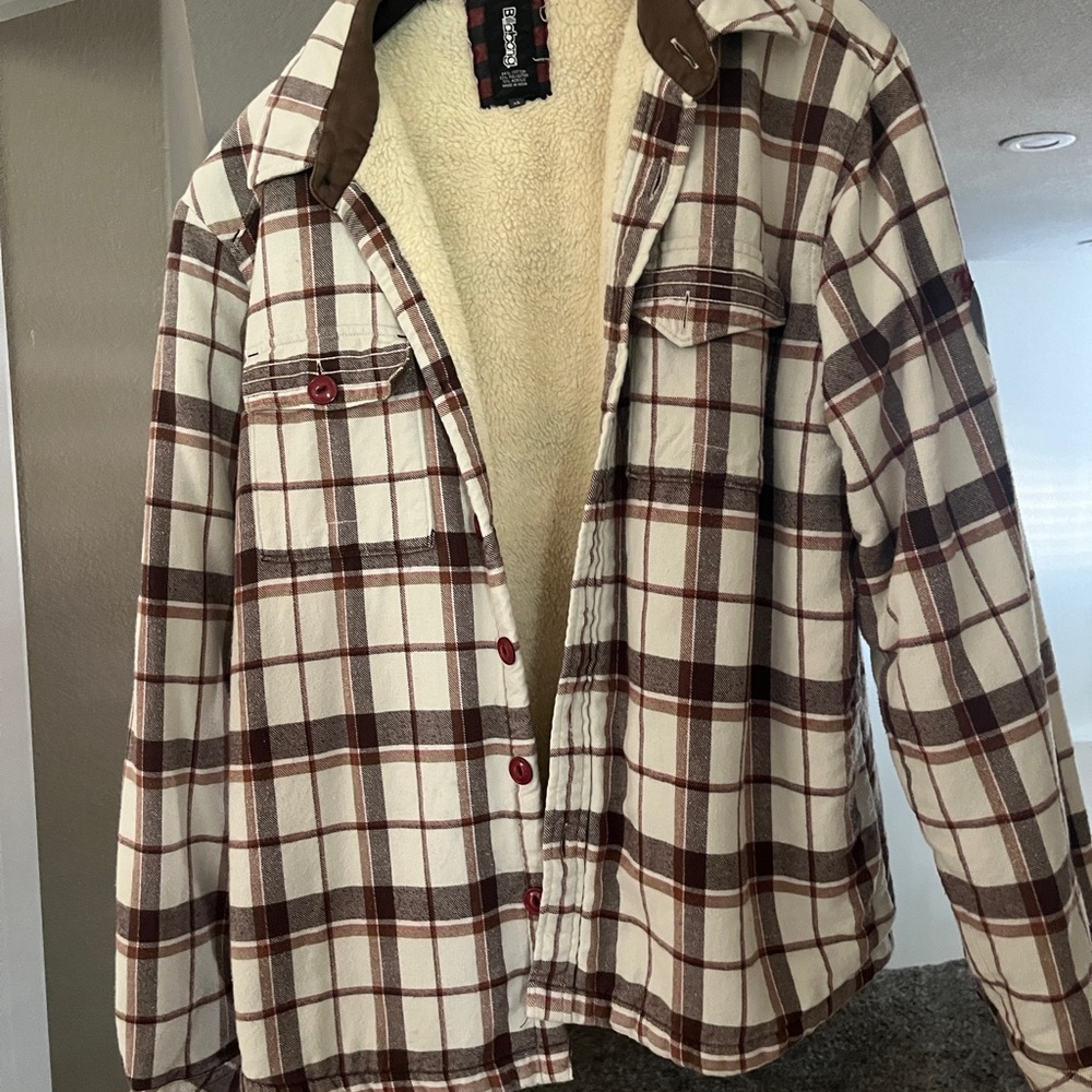 Billabong Sherpa-Lined Jacket with Red and Brown Accents